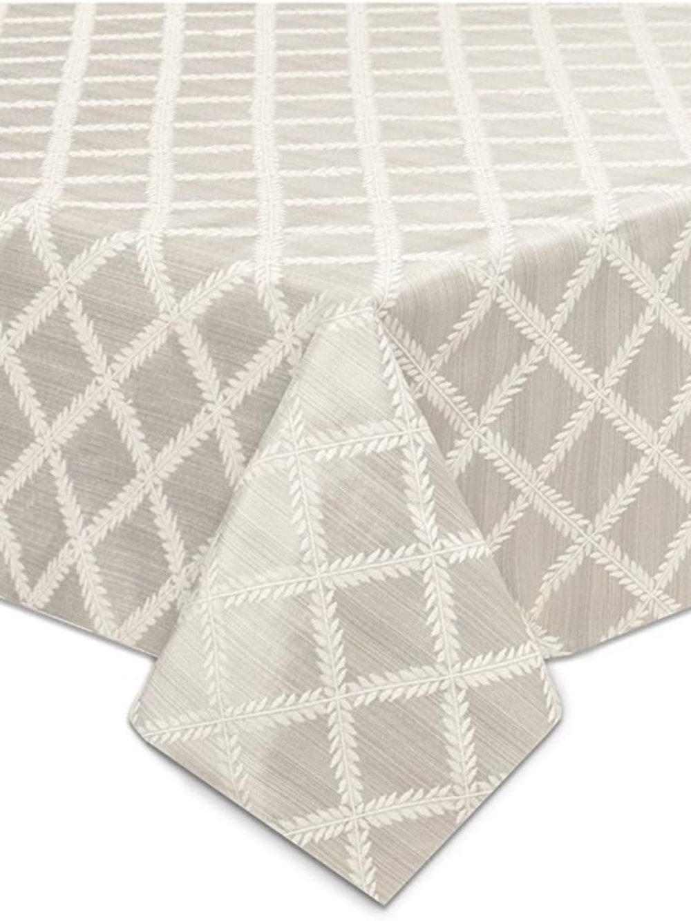 Lenox Laurel Leaf Tablecloth, Platinum - 70"W x 144"L